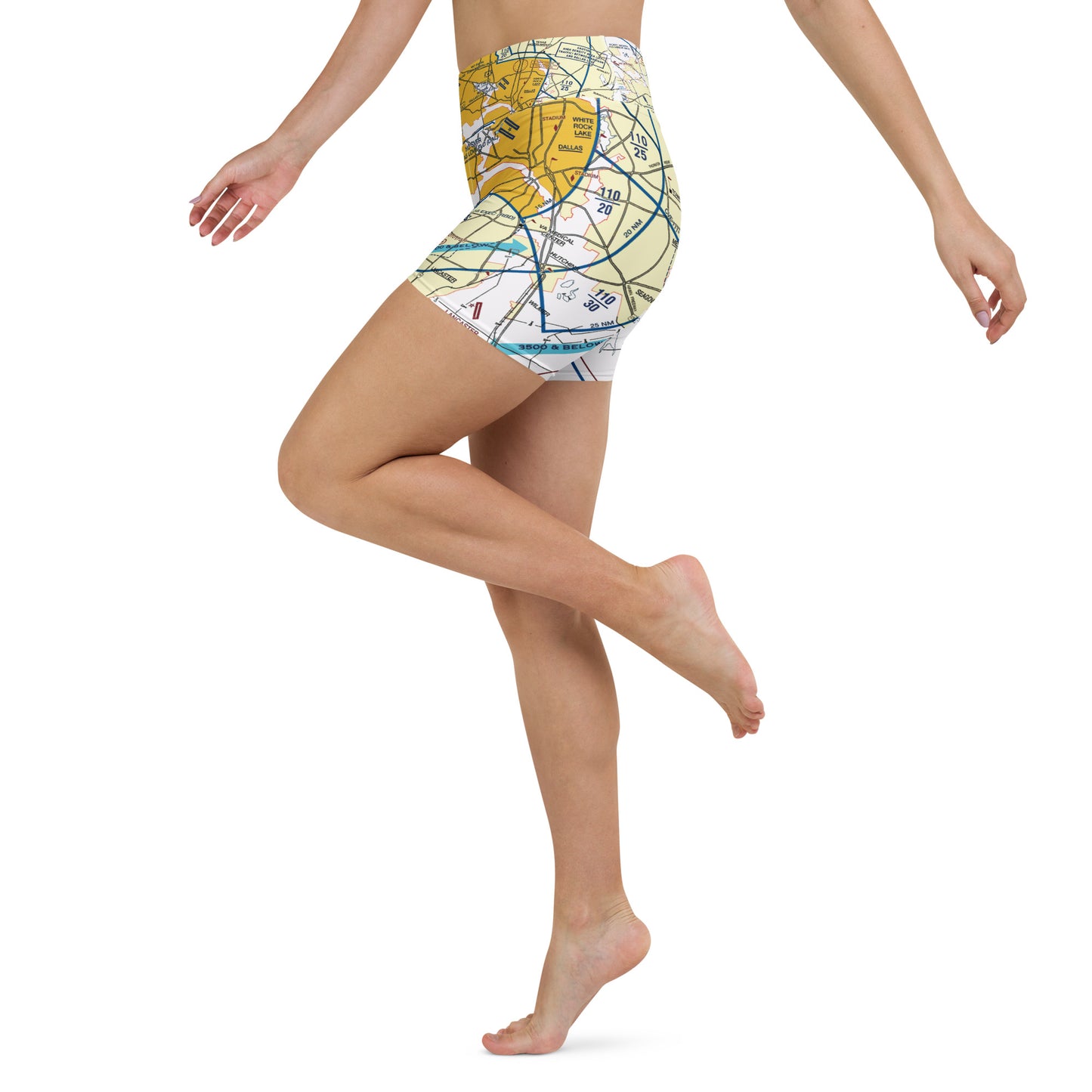 Dallas - Ft. Worth Flyway Chart yoga shorts