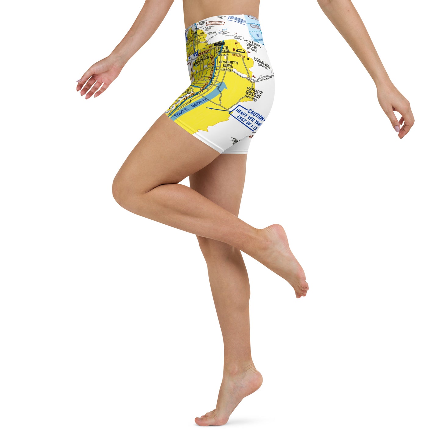 Salt Lake City Flyway Chart yoga shorts
