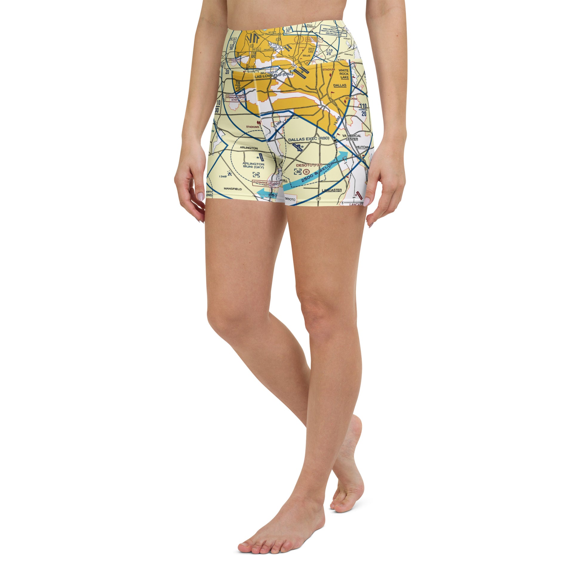 Dallas - Ft. Worth Flyway Chart yoga shorts