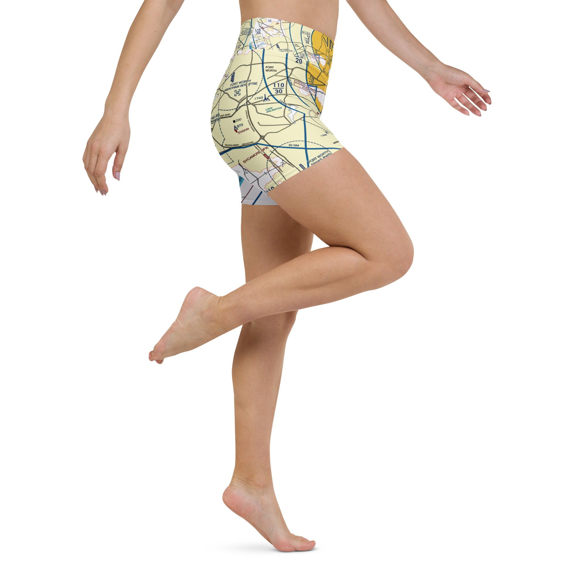Dallas - Ft. Worth Flyway Chart yoga shorts