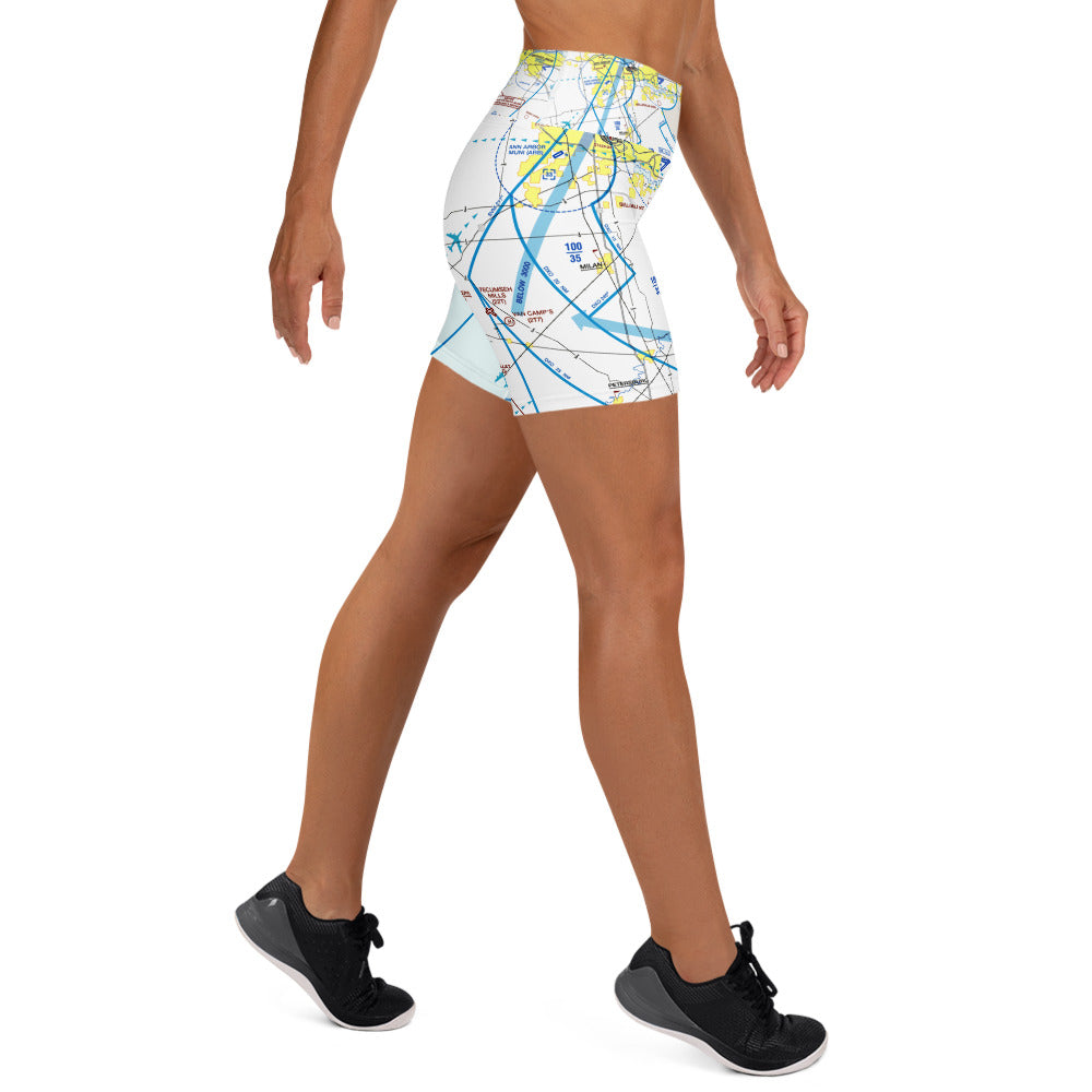 Detroit Flyway Chart yoga shorts