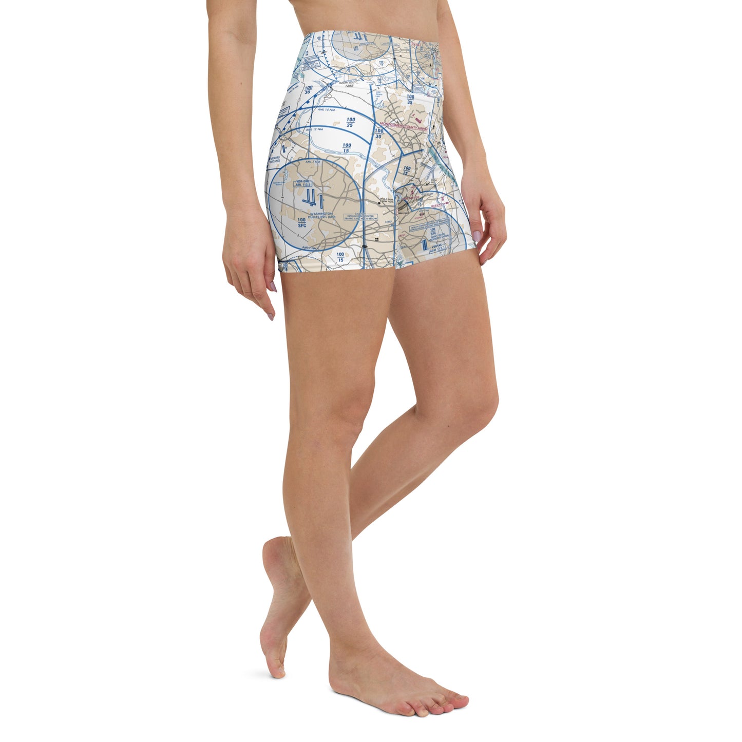 Baltimore-Washington Flyway Chart yoga shorts