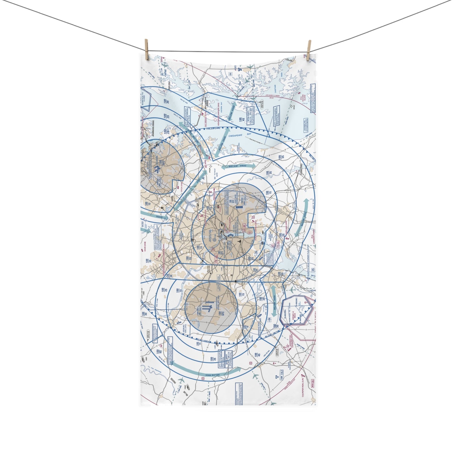 Baltimore Washington Flyway Chart beach towel