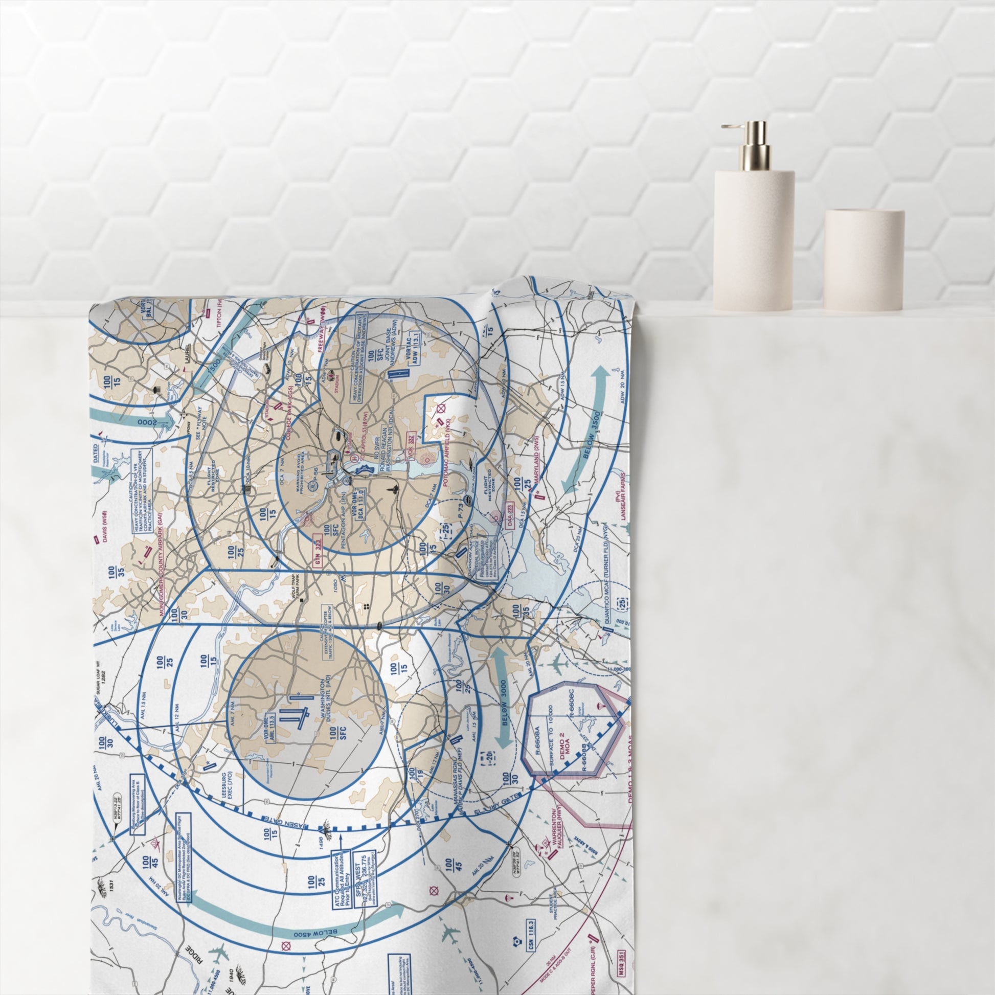 Baltimore Washington Flyway Chart beach towel