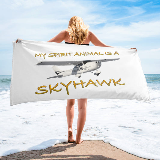 My Spirit Animal is a Skyhawk beach towel (yellow)