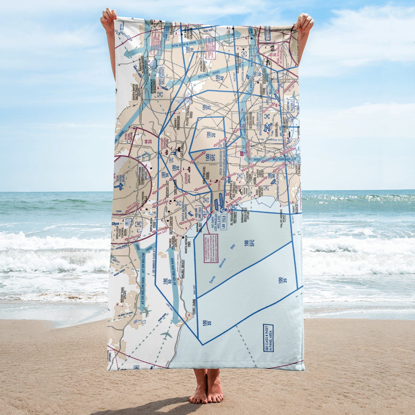 LAX Flyway Chart beach towel