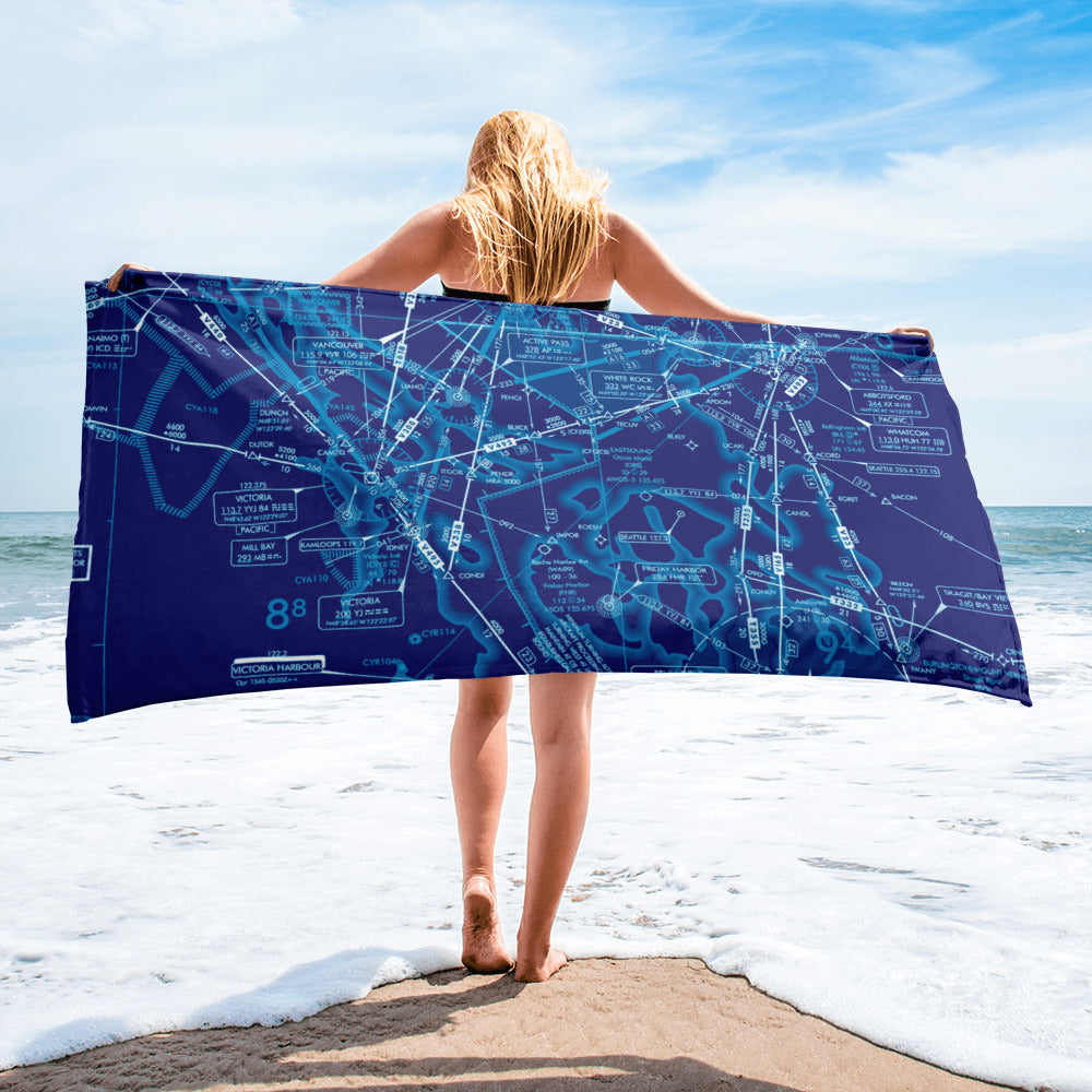 Enroute Low Altitude Chart beach towel (ELUS1/blue)