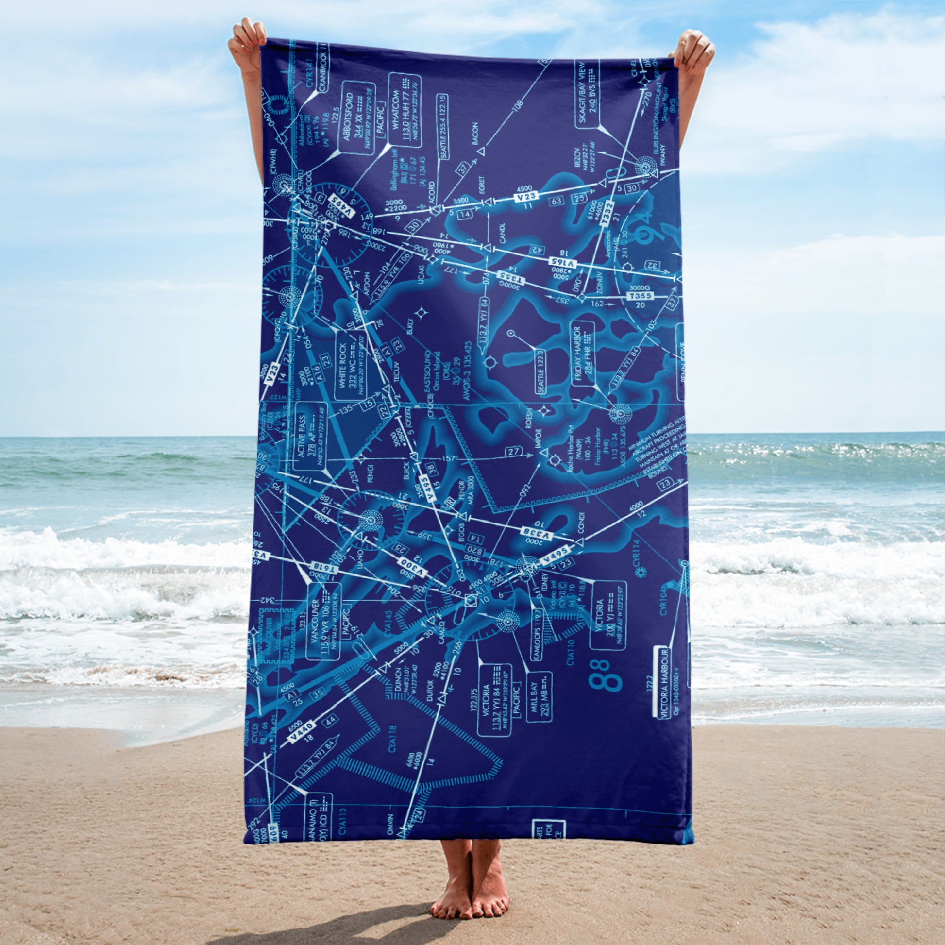 Enroute Low Altitude Chart beach towel (ELUS1/blue)