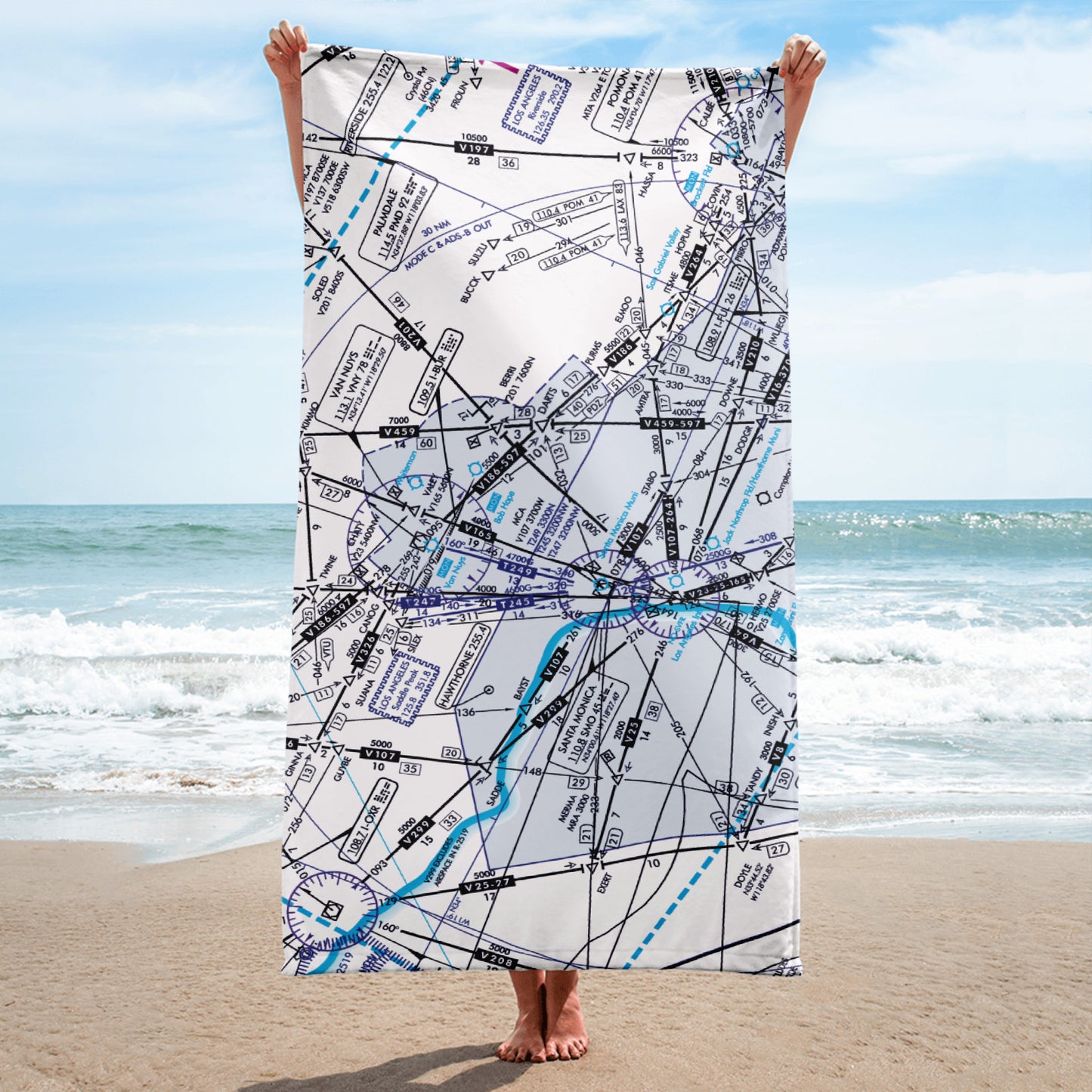 Enroute Low Altitude Chart beach towel (ELUS3/white)