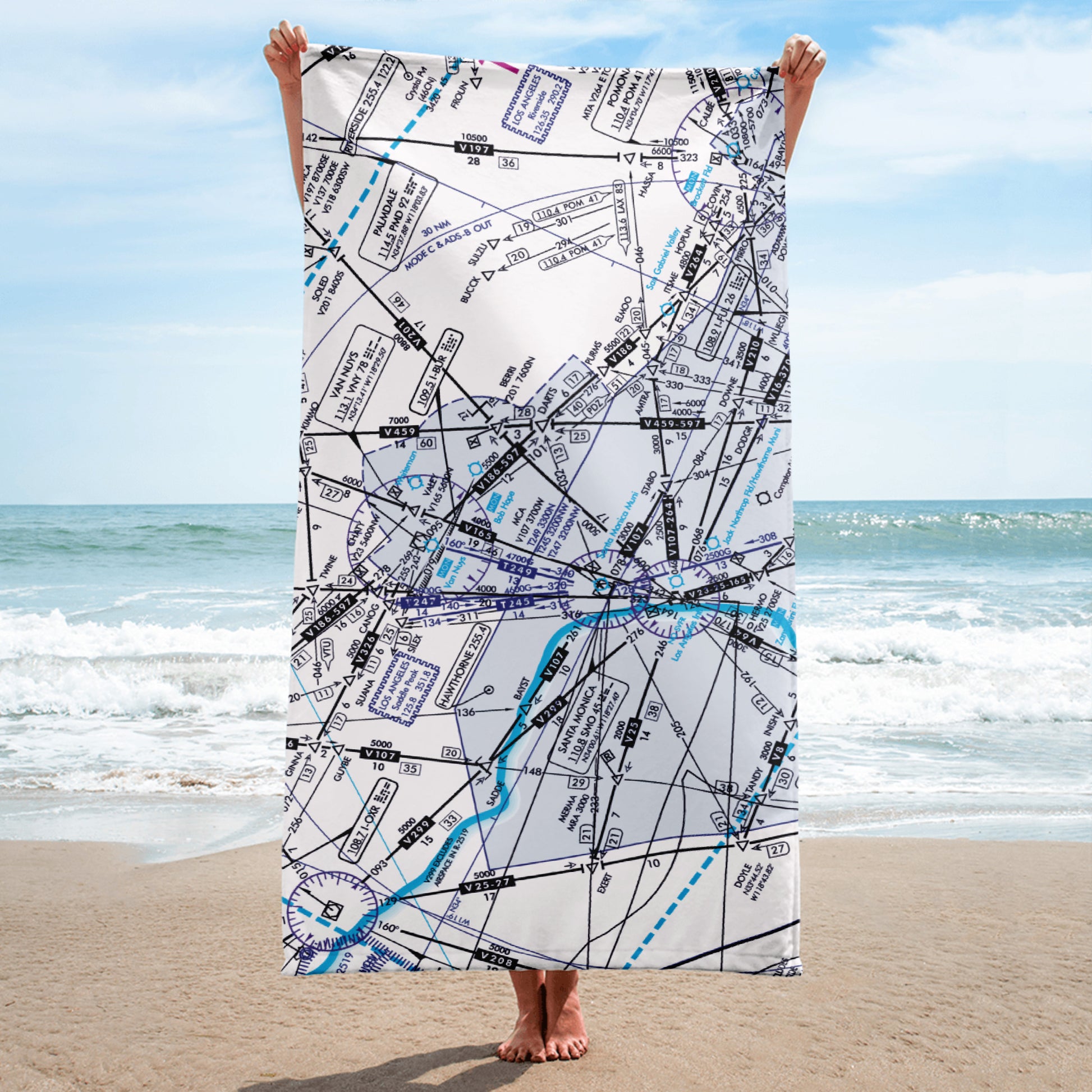 Enroute Low Altitude Chart beach towel (ELUS3/white)