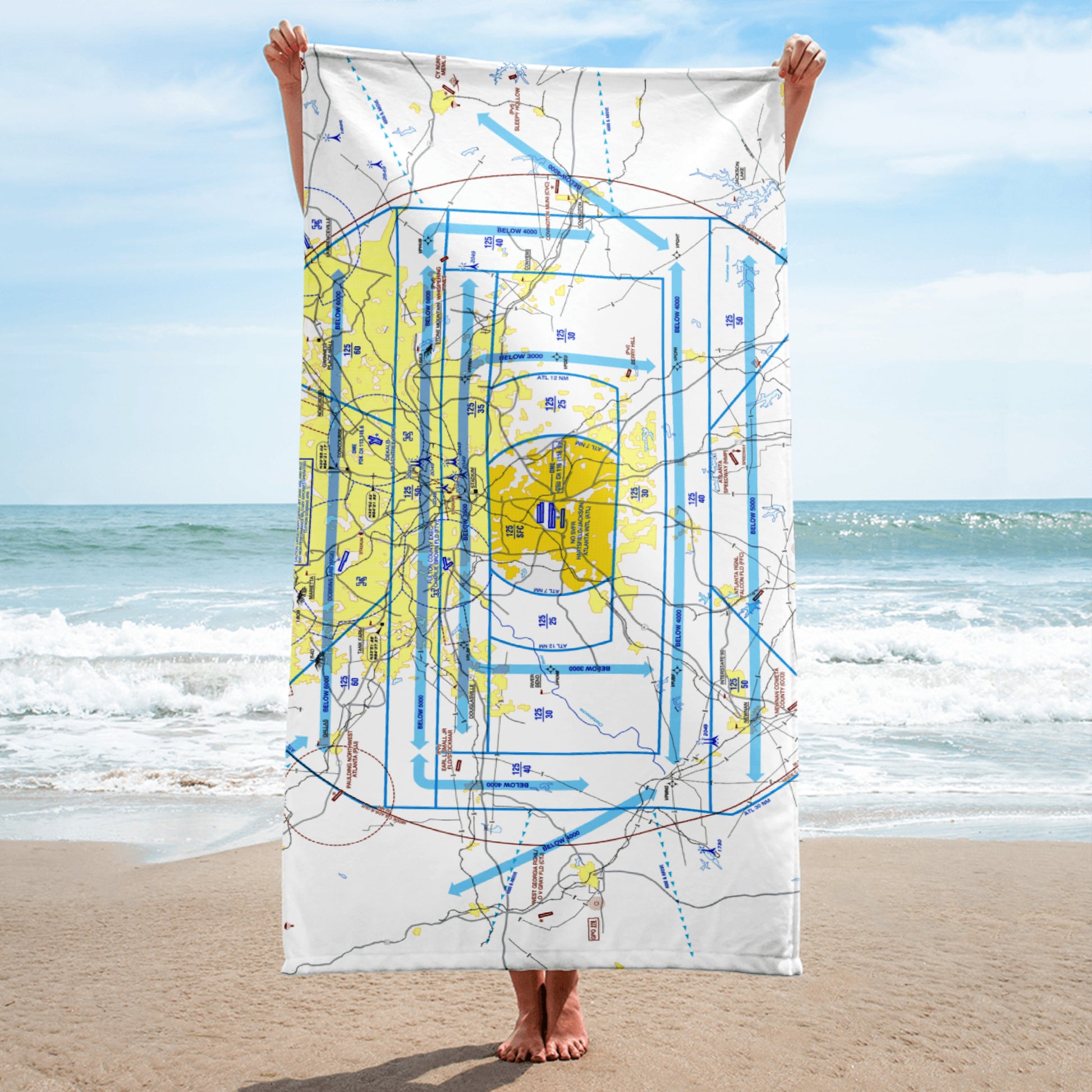 Atlanta Flyway Chart beach towel