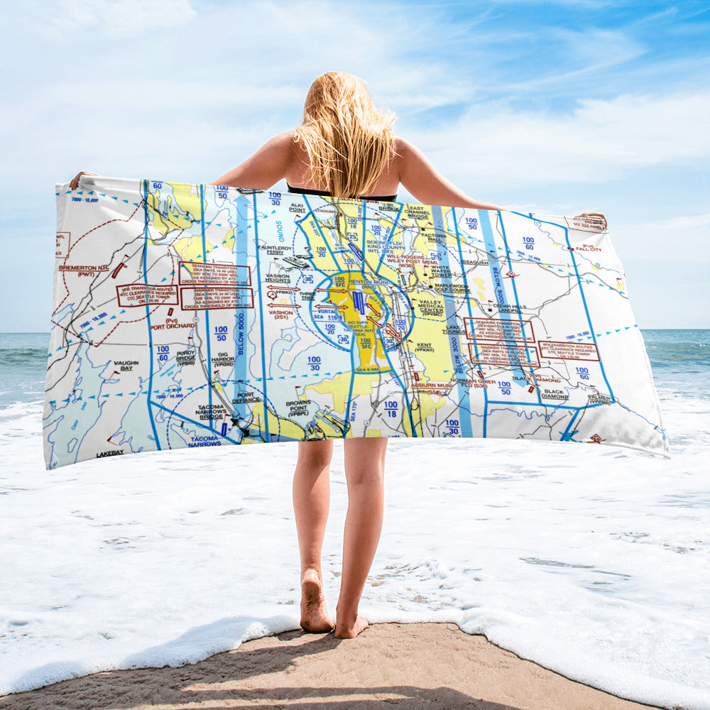 Seattle Flyway Chart beach towel