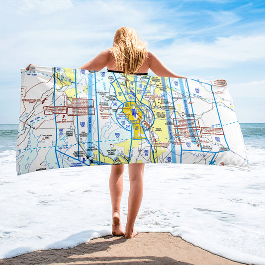 Seattle Flyway Chart beach towel