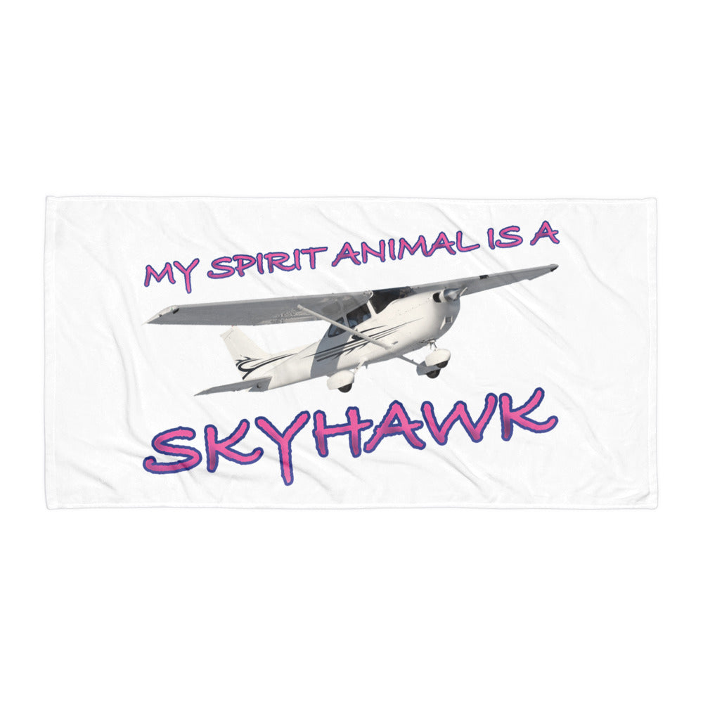 My Spirit Animal is a Skyhawk beach towel (pink)
