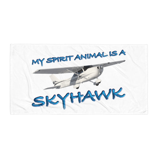 My Spirit Animal is a Skyhawk beach towel (blue)
