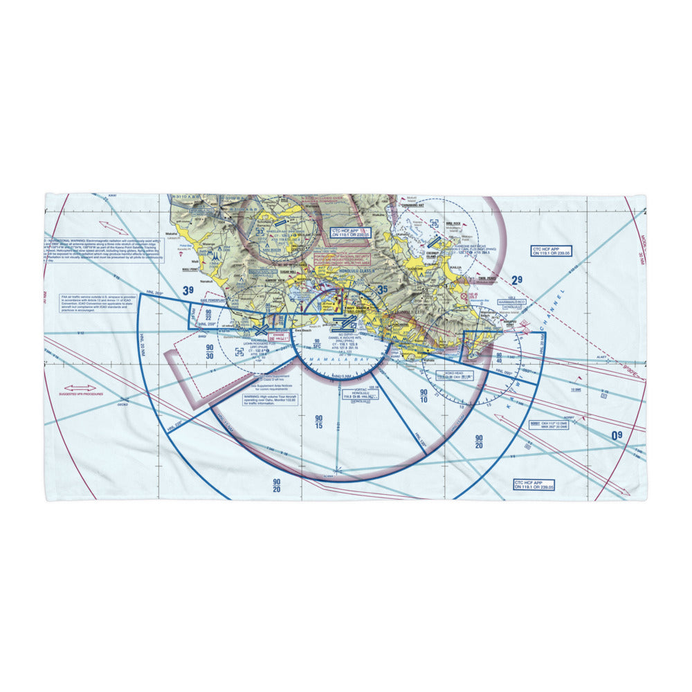 Honolulu Sectional Chart beach towel