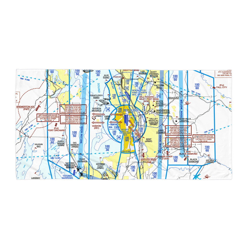 Seattle Flyway Chart beach towel