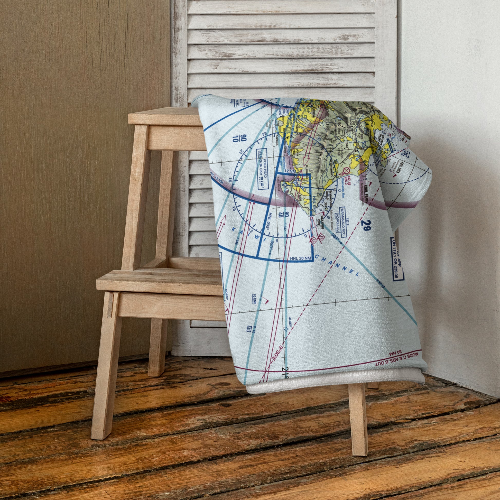 Honolulu Sectional Chart beach towel