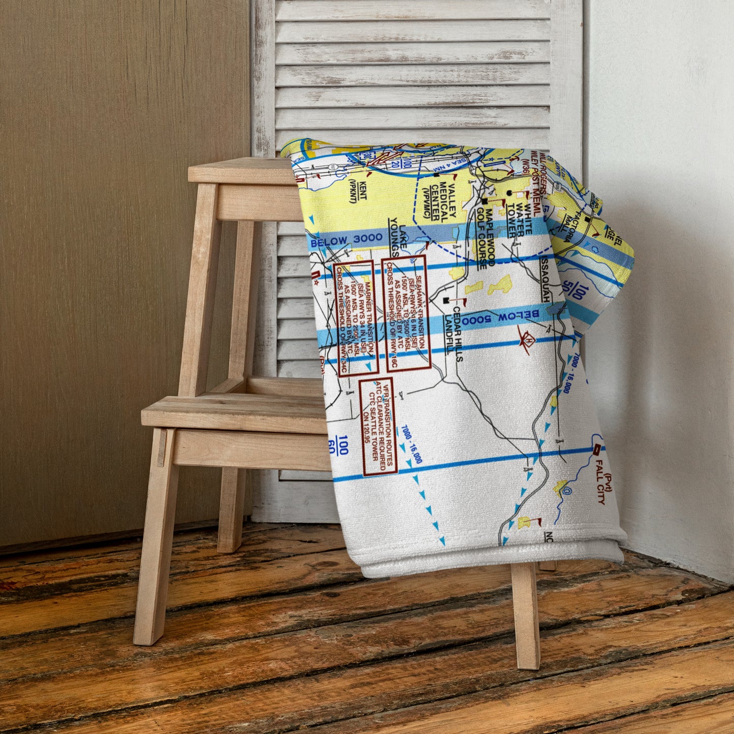 Seattle Flyway Chart beach towel