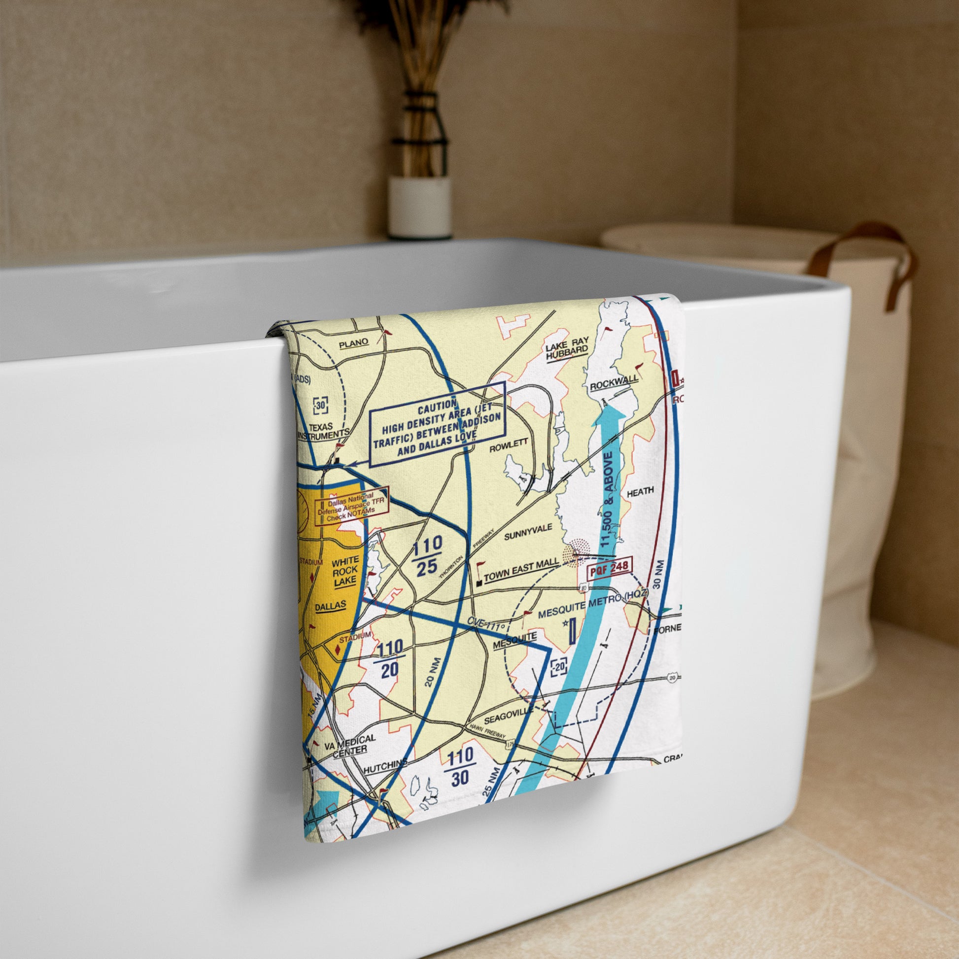 Dallas - Ft. Worth Flyway Chart beach towel