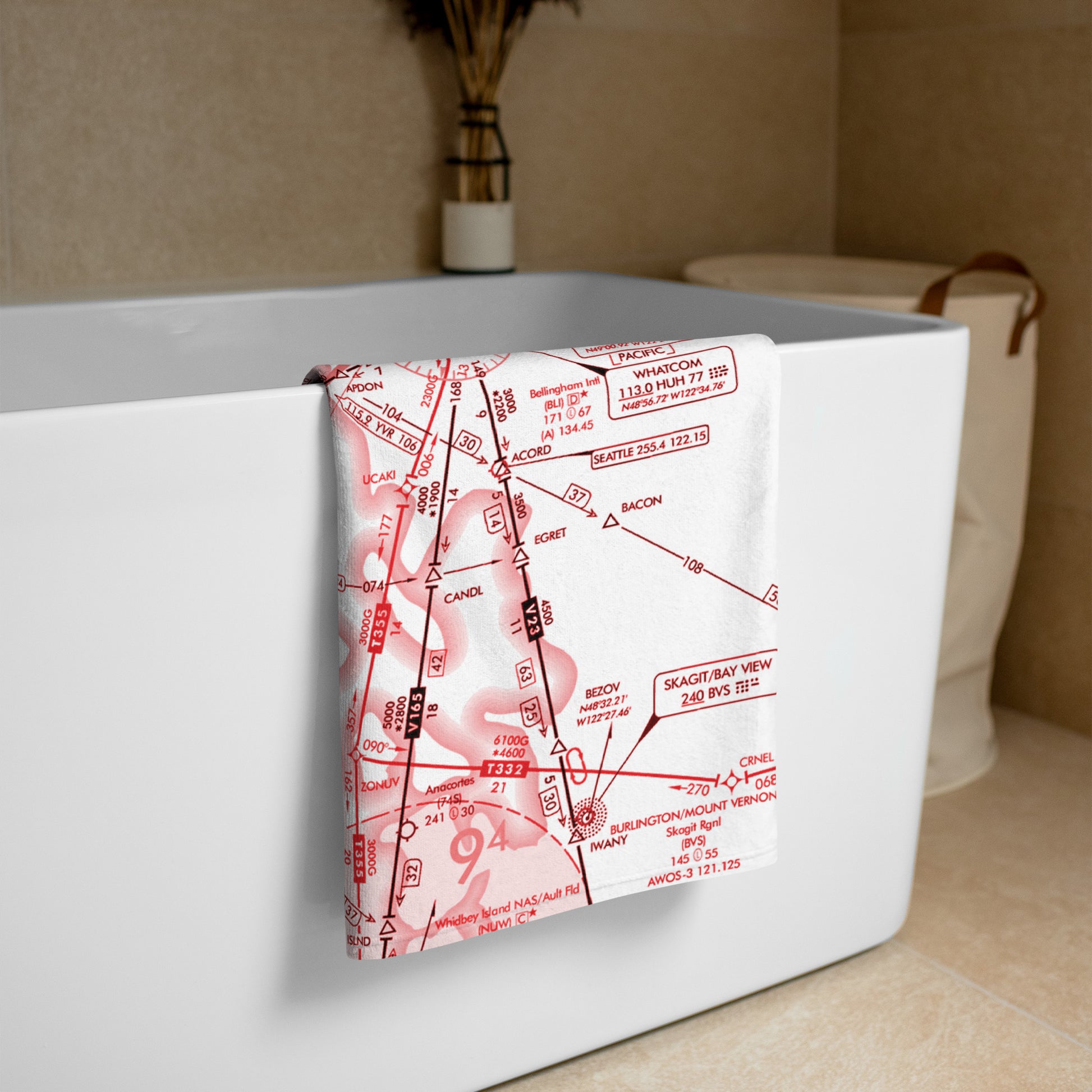 Enroute Low Altitude Chart beach towel (ELUS1/red&white)