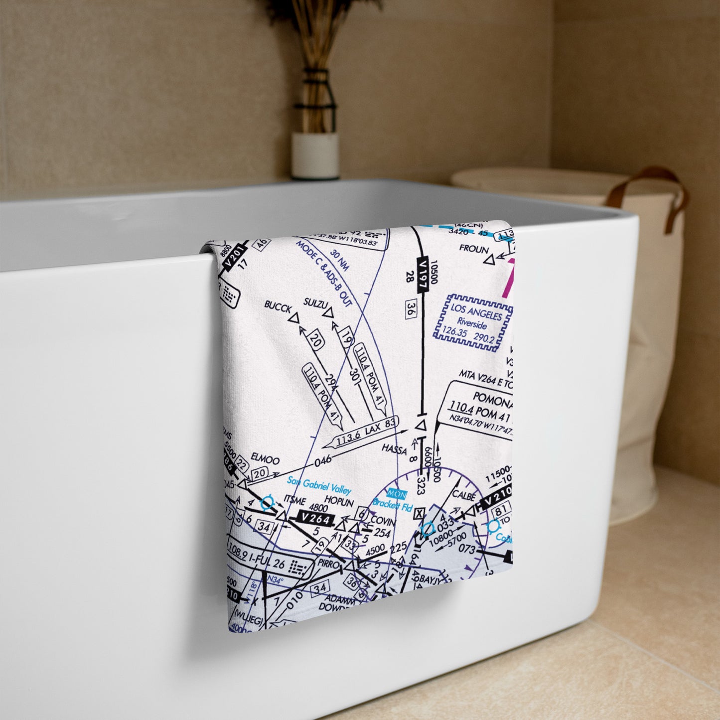 Enroute Low Altitude Chart beach towel (ELUS3/white)