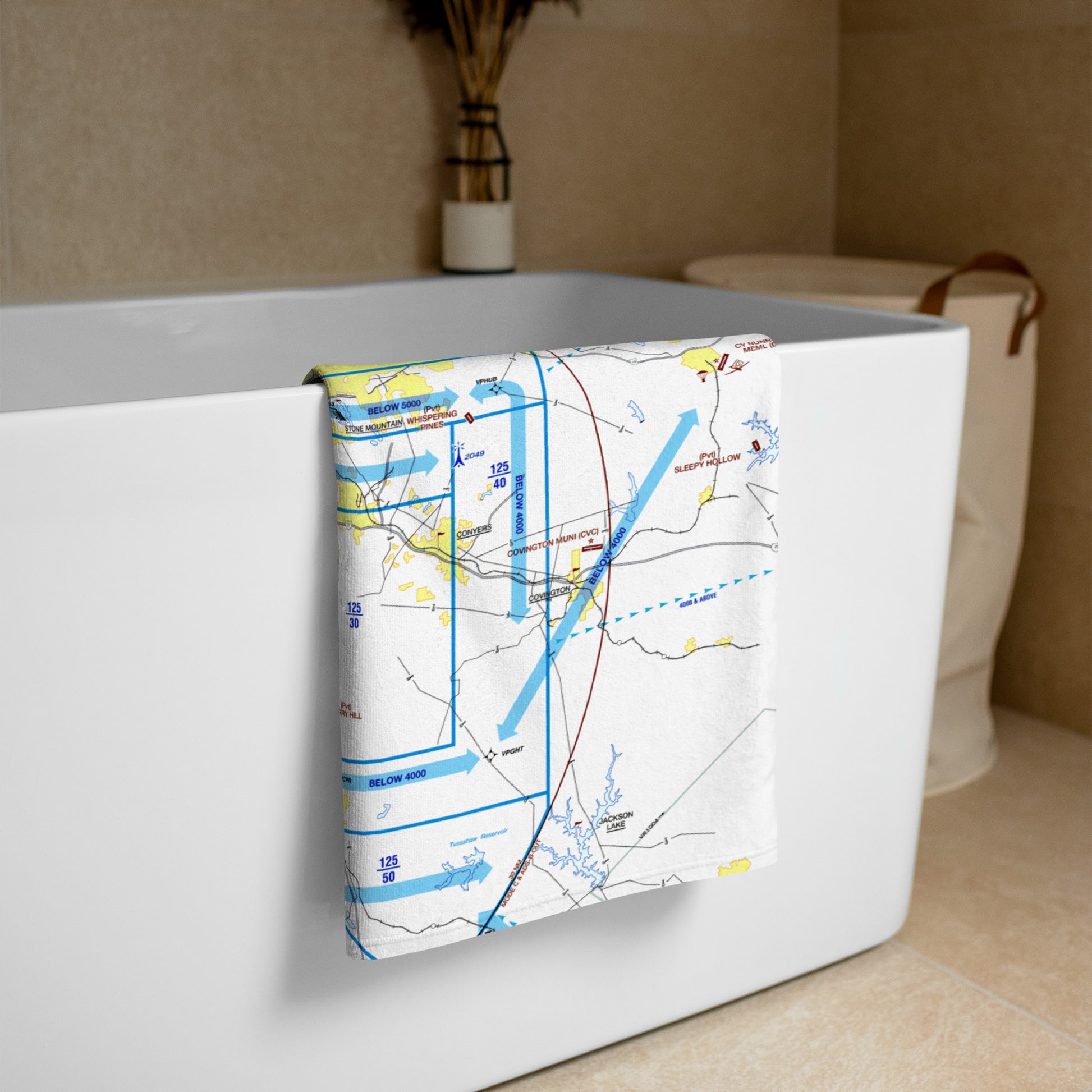 Atlanta Flyway Chart beach towel