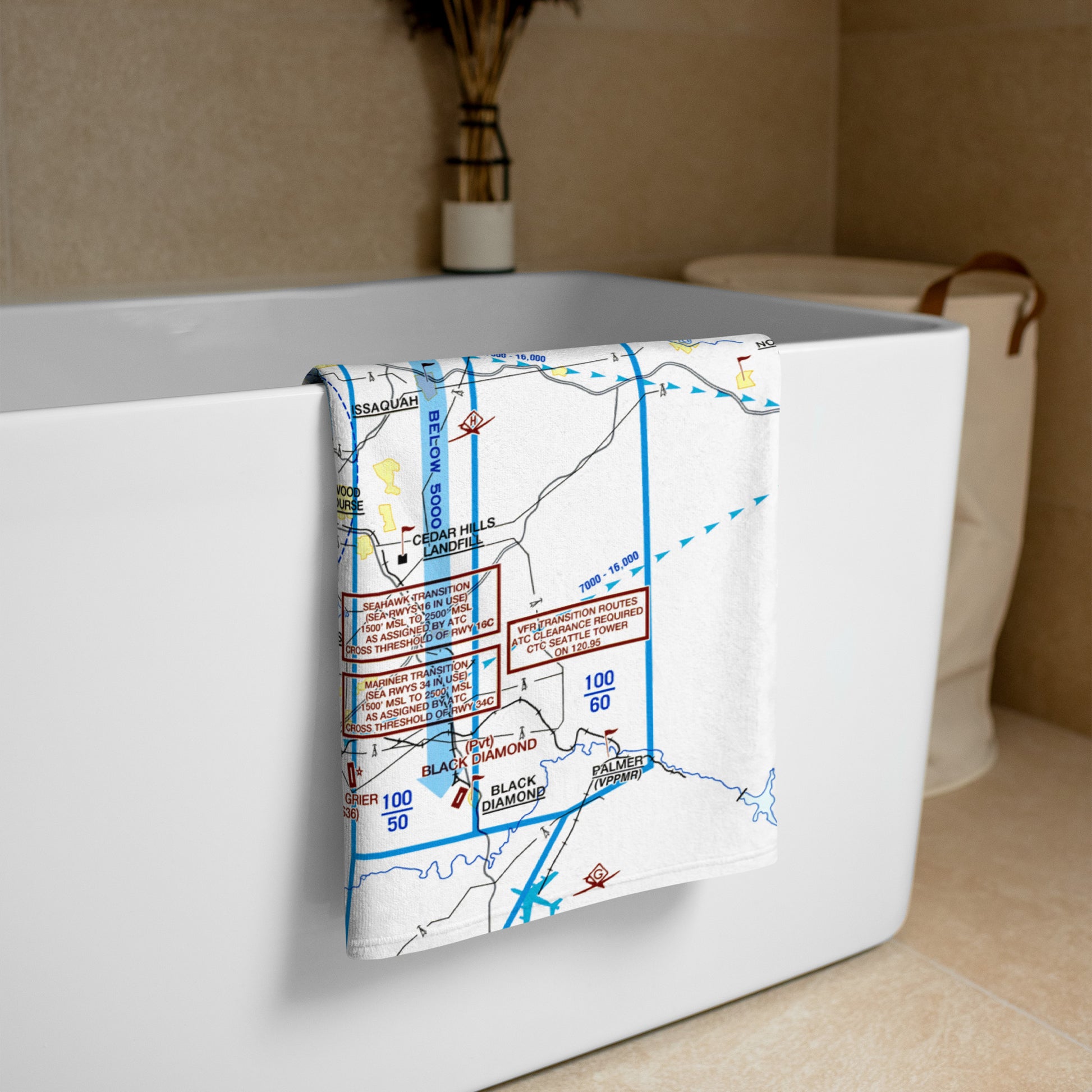 Seattle Flyway Chart beach towel