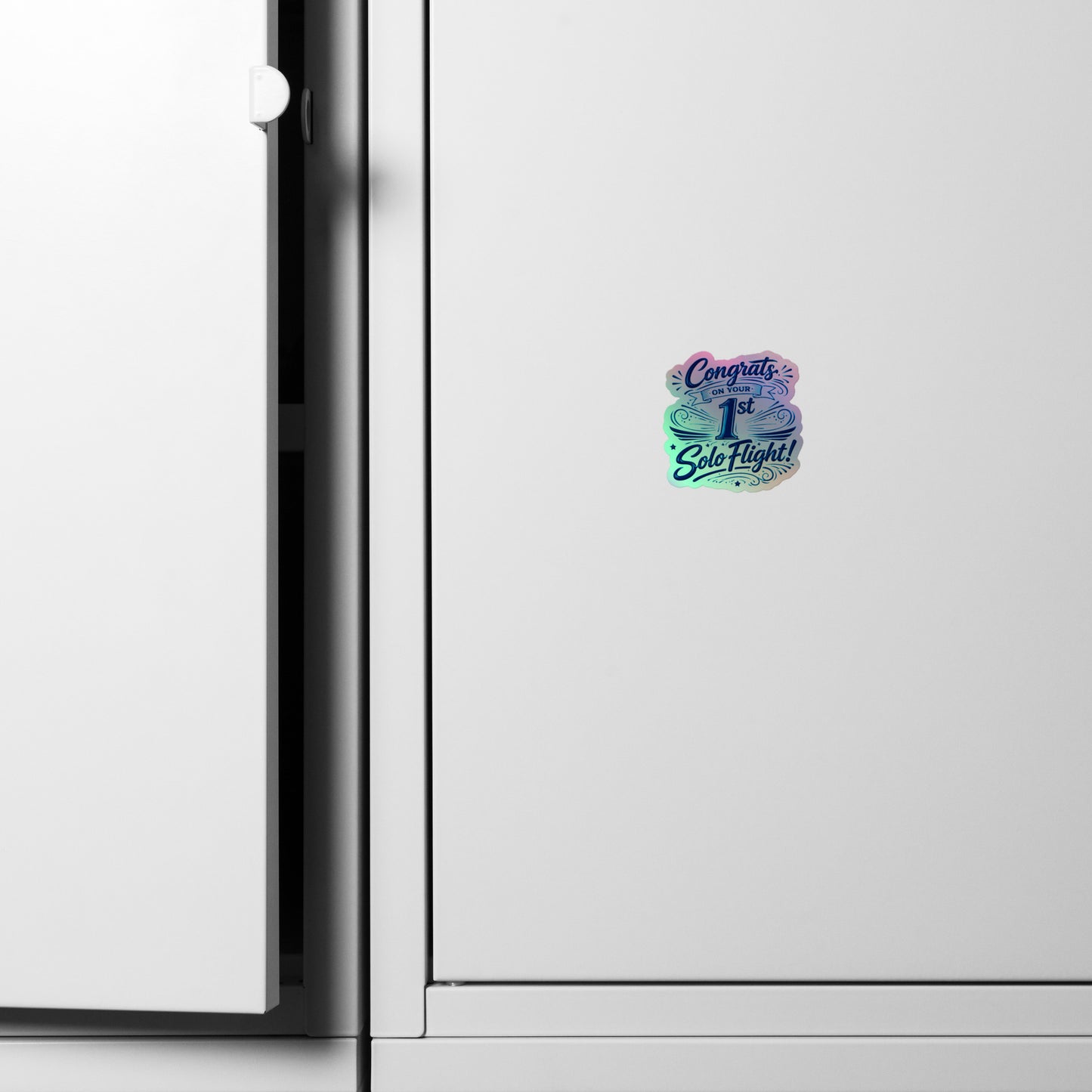 Congrats on your 1st Solo Flight! (v3. blue) holographic sticker