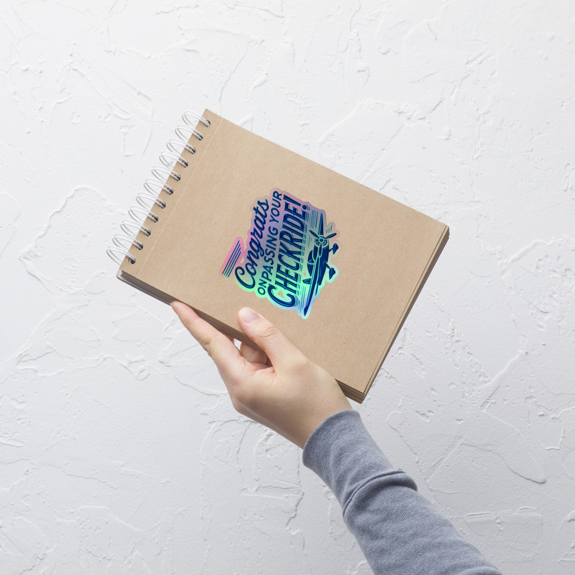 Congrats on passing your checkride! (v1. blue) holographic sticker