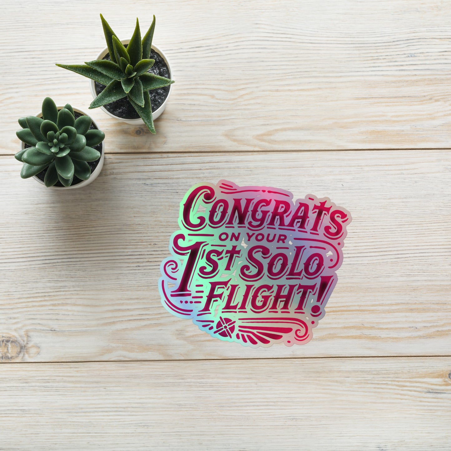 Congrats on your 1st Solo Flight (pink) holographic stickers