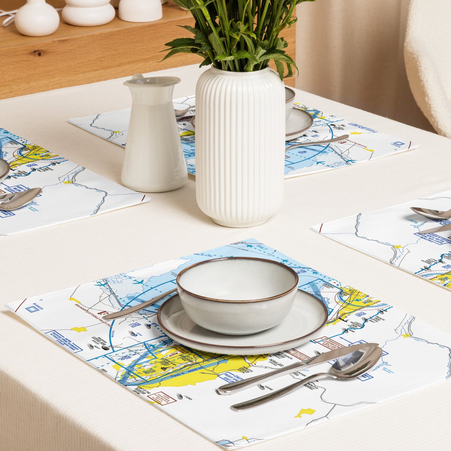 Salt Lake City Flyway Chart kitchen placemat set of 4