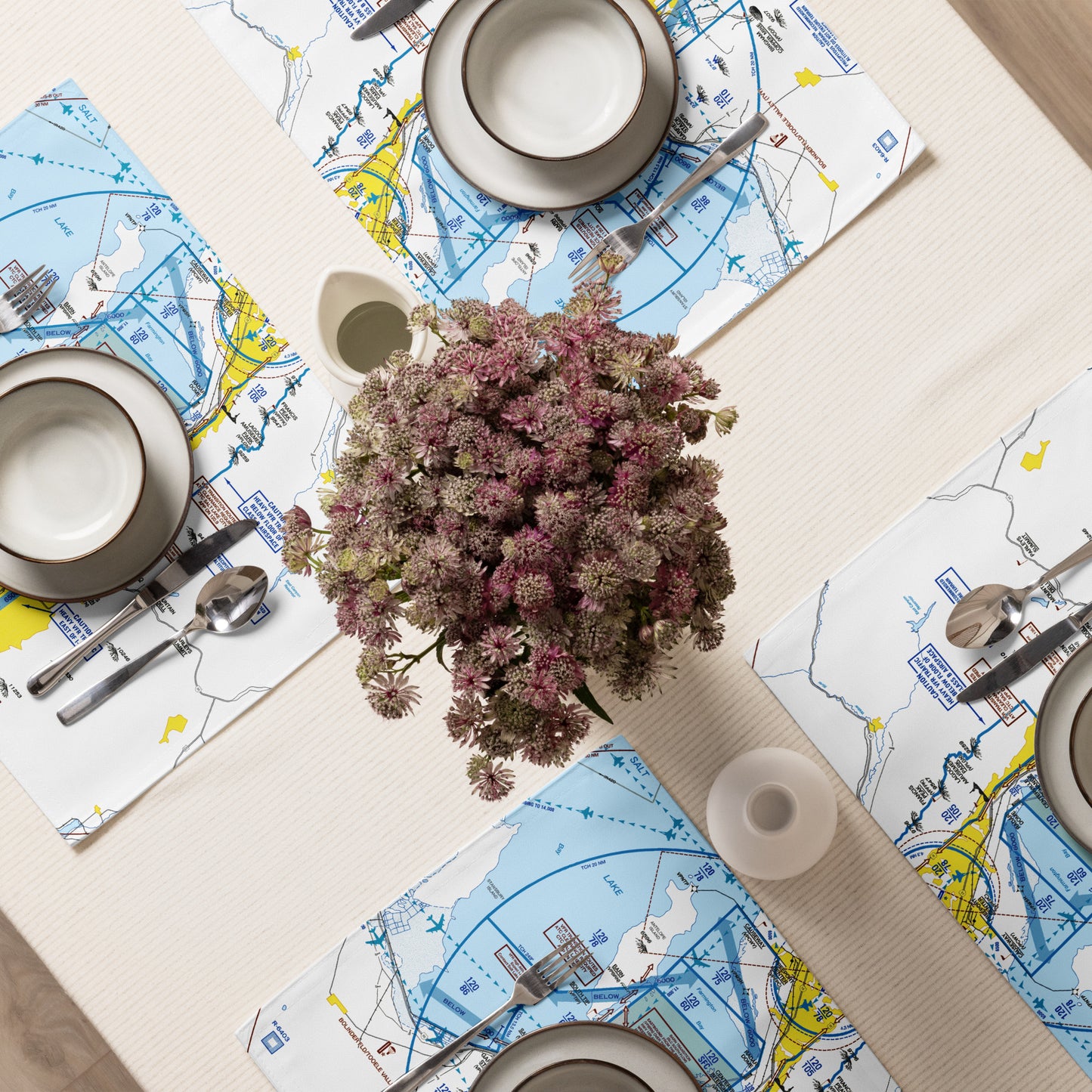 Salt Lake City Flyway Chart kitchen placemat set of 4