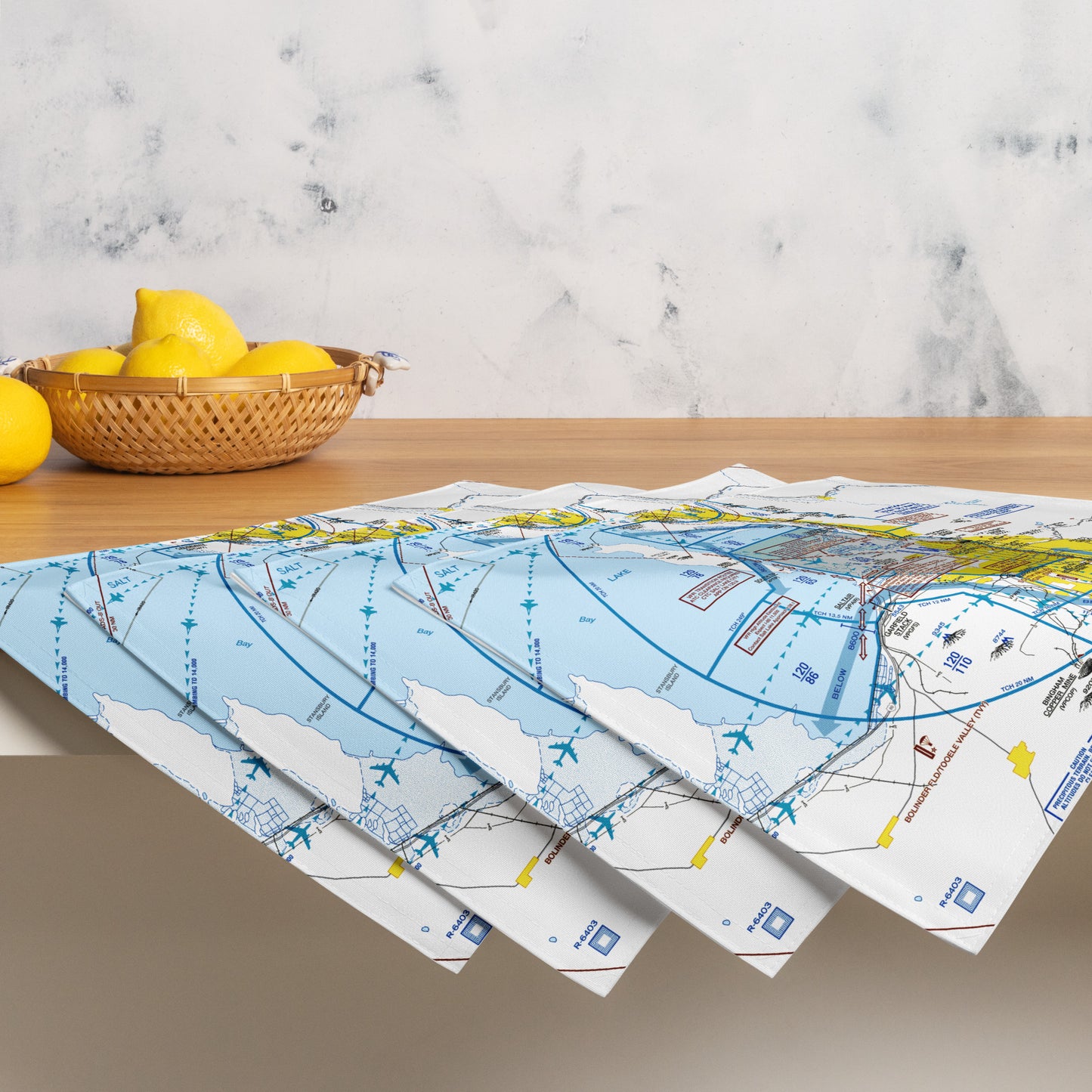 Salt Lake City Flyway Chart kitchen placemat set of 4