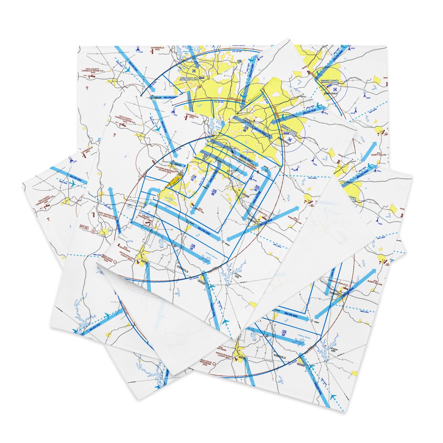 Atlanta Flyway Chart kitchen placemat set of 4