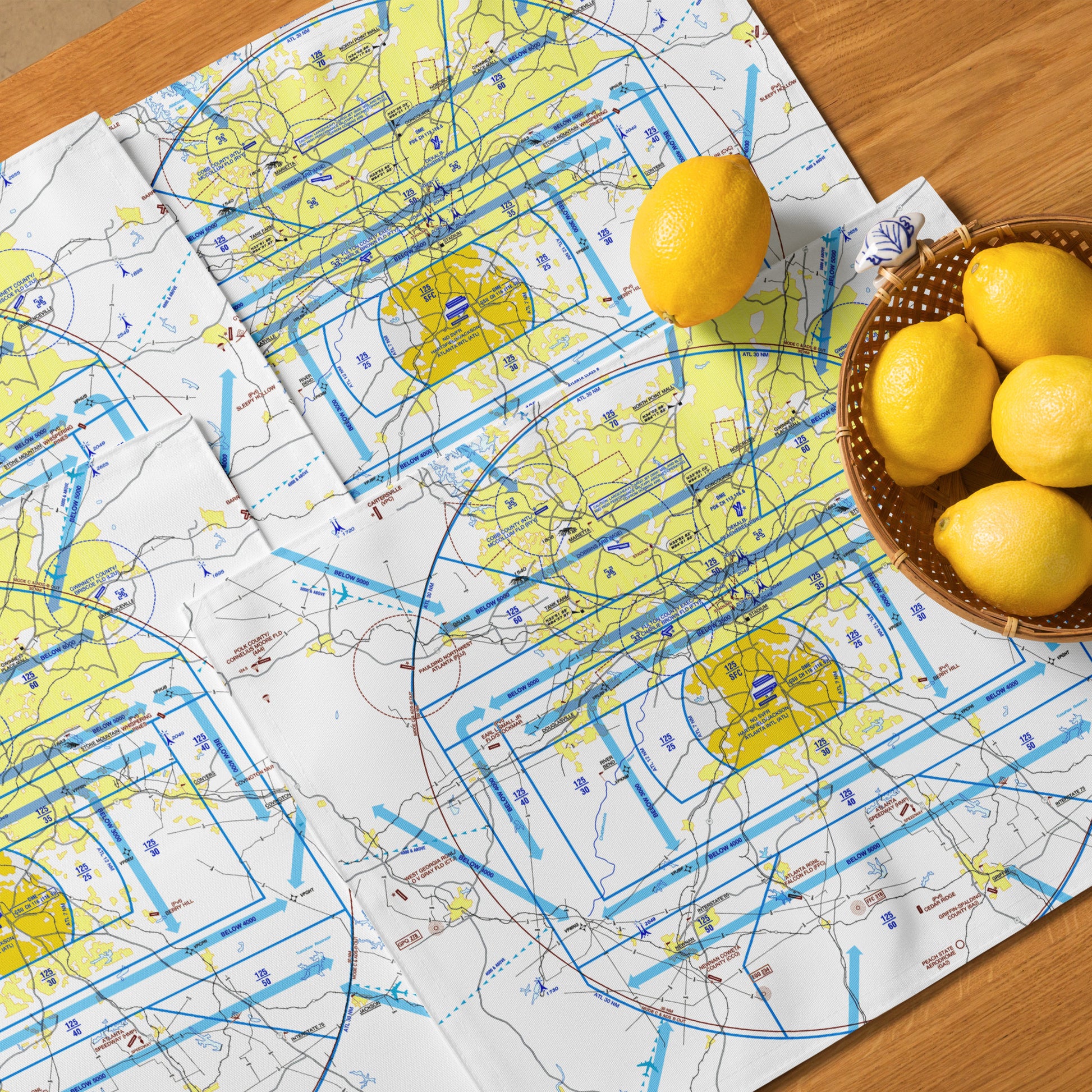 Atlanta Flyway Chart kitchen placemat set of 4
