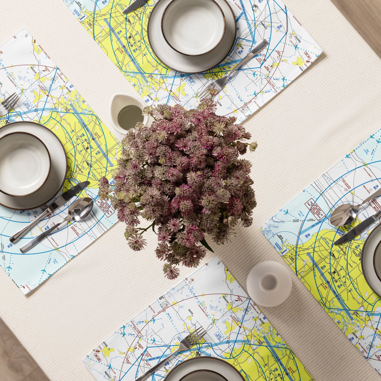 Detroit Flyway Chart kitchen placemat set of 4