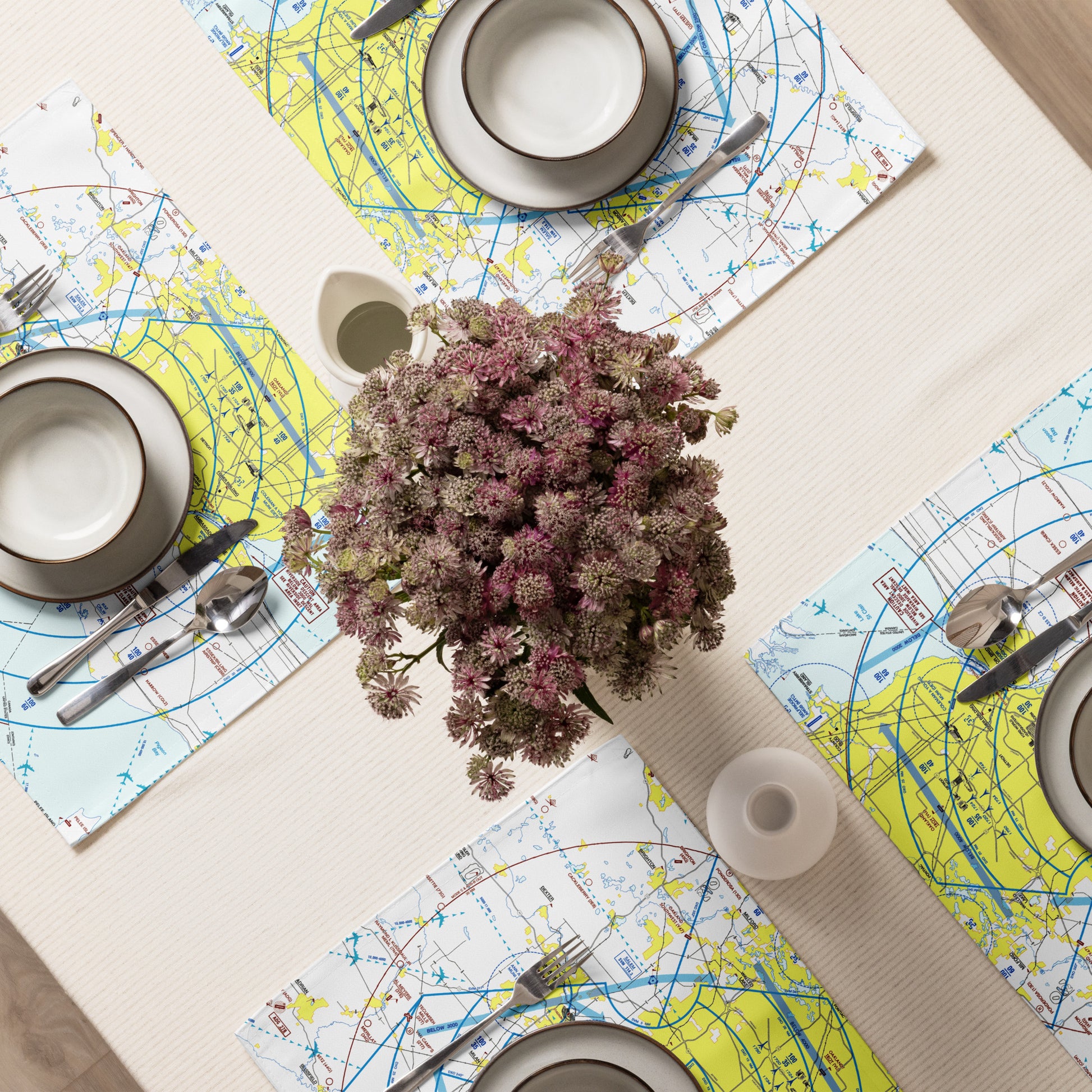 Detroit Flyway Chart kitchen placemat set of 4