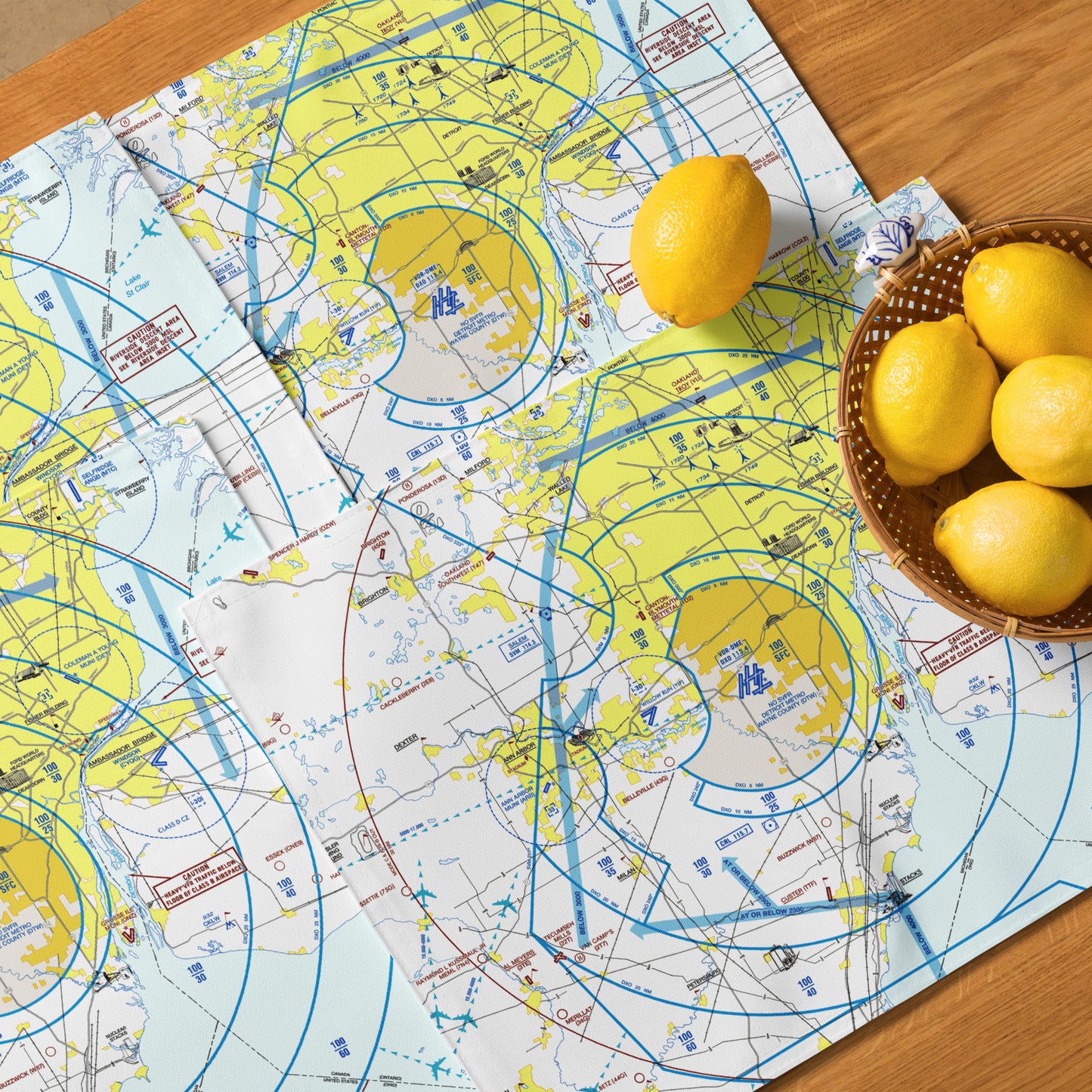 Detroit Flyway Chart kitchen placemat set of 4