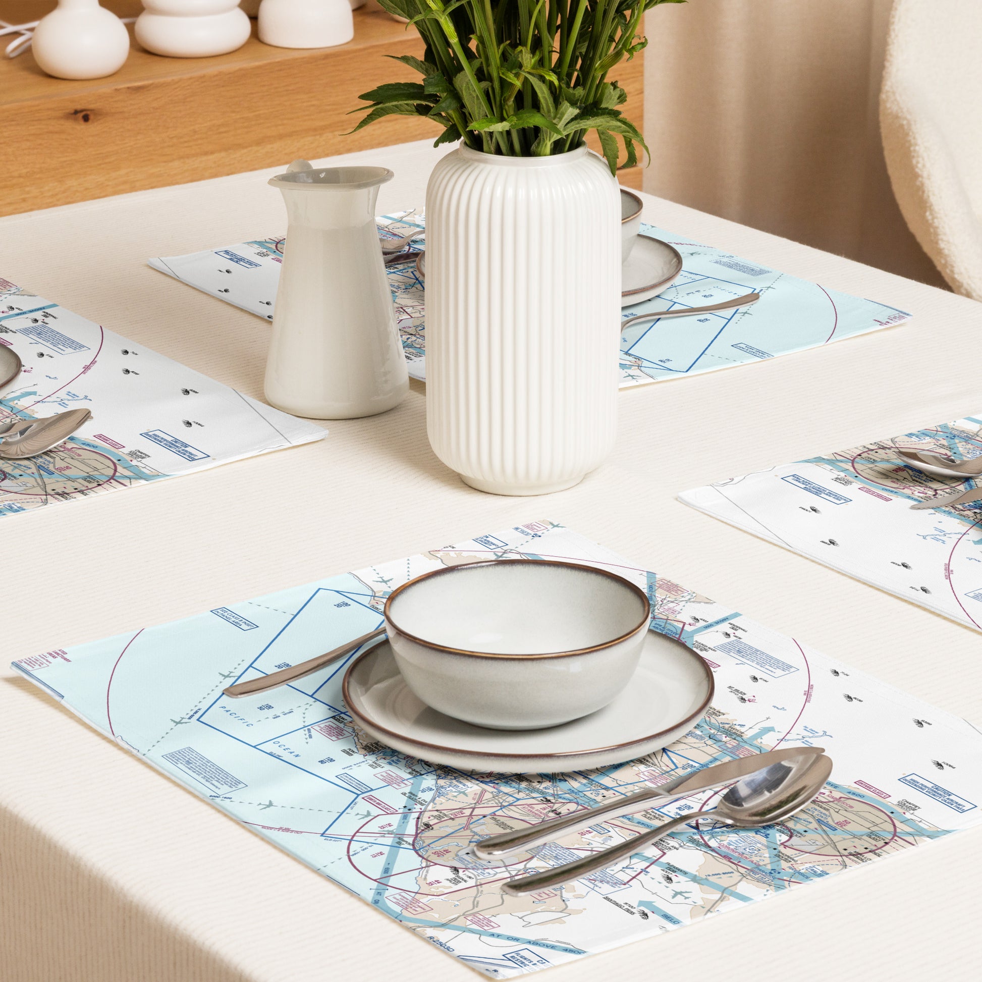 LAX Flyway Chart kitchen placemat set of 4