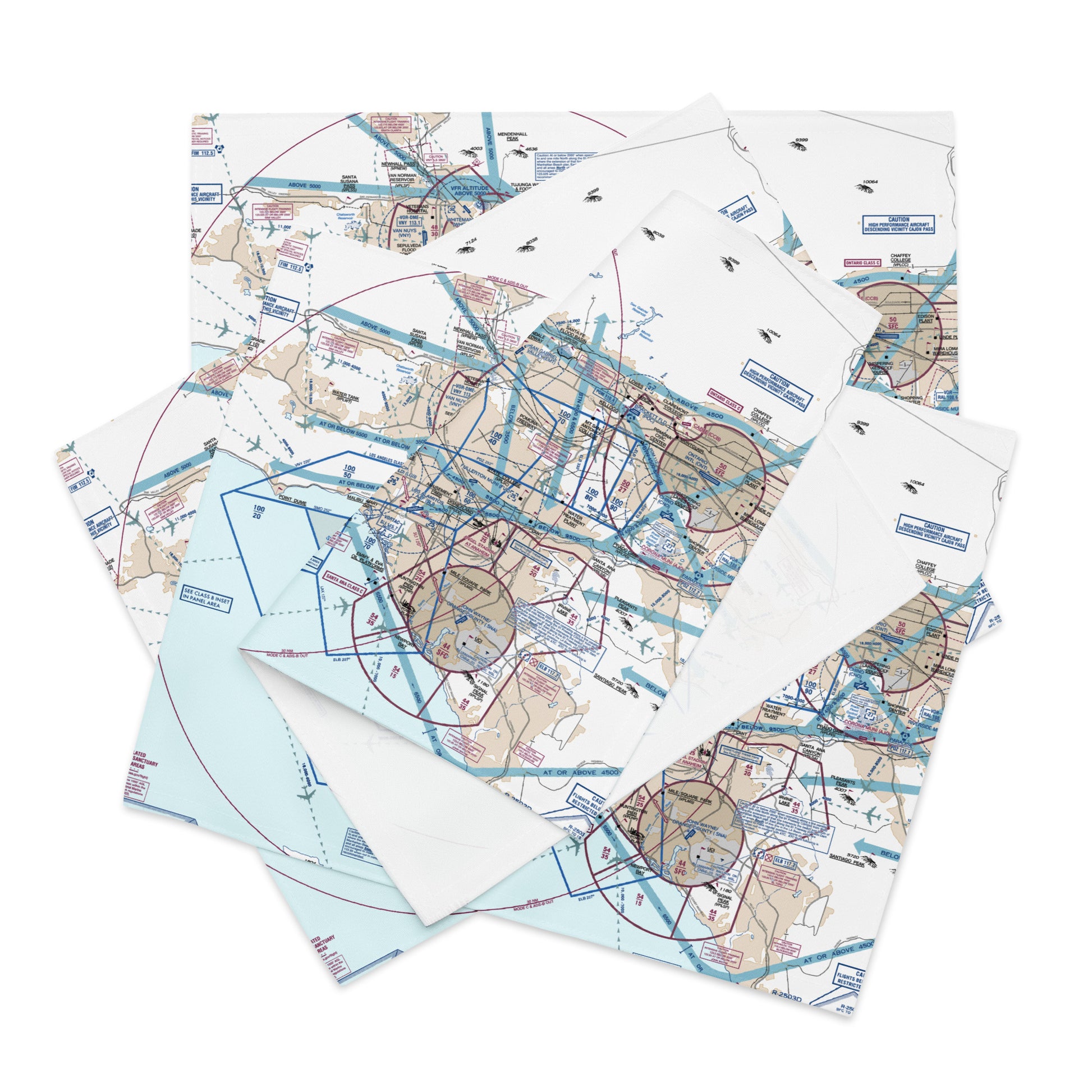 LAX Flyway Chart kitchen placemat set of 4