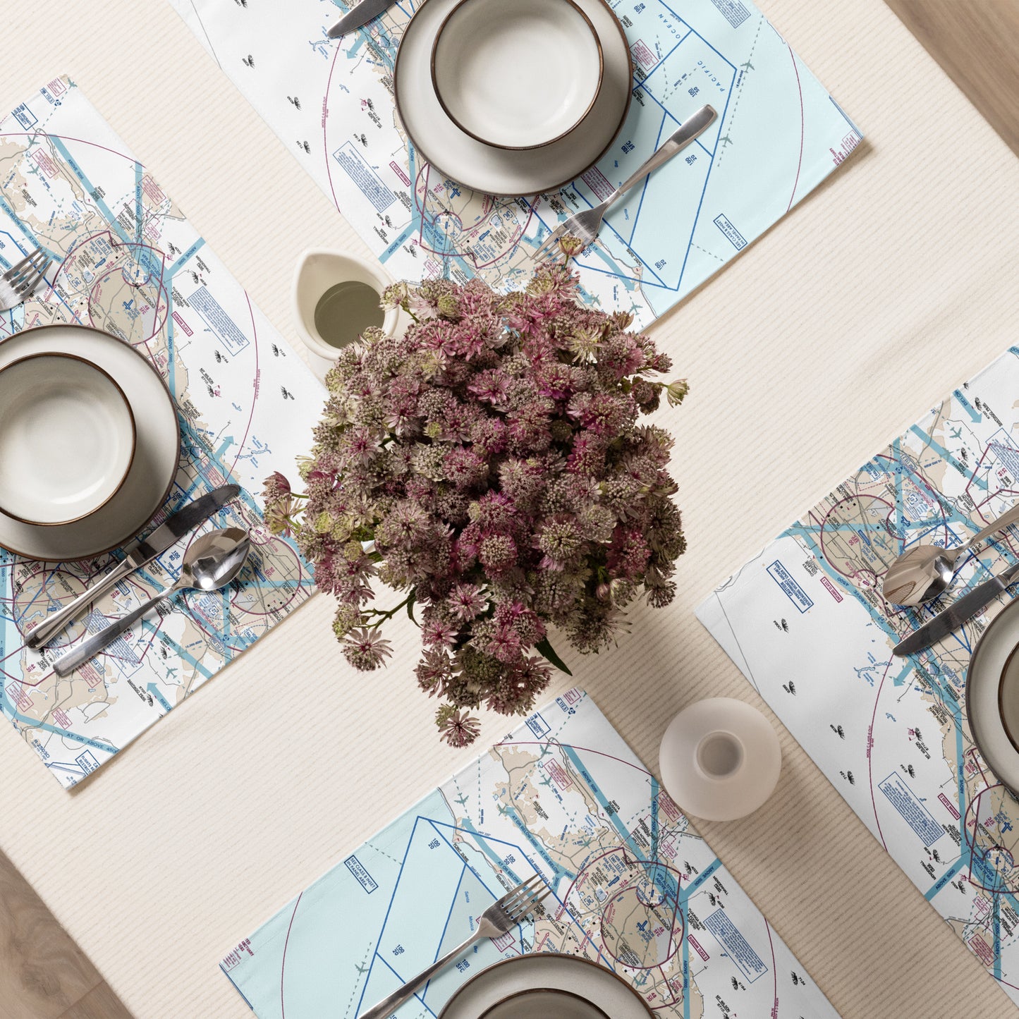 LAX Flyway Chart kitchen placemat set of 4