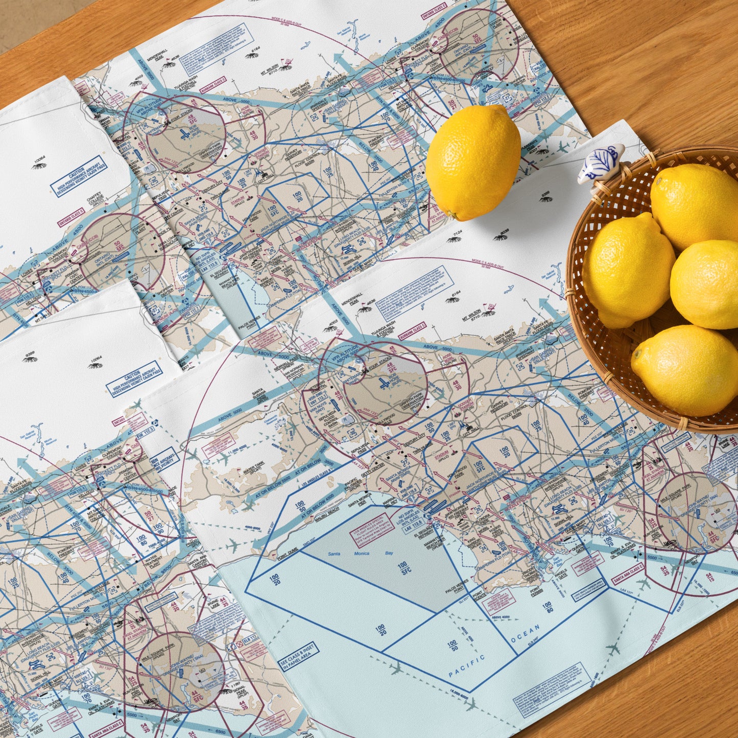 LAX Flyway Chart kitchen placemat set of 4