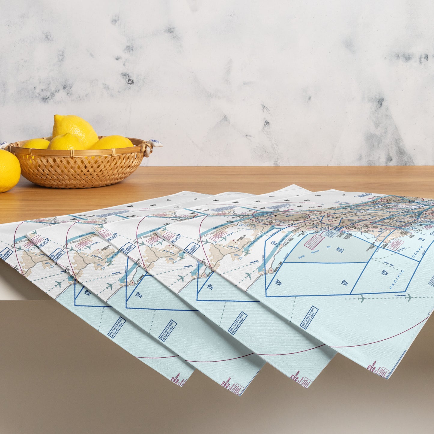 LAX Flyway Chart kitchen placemat set of 4