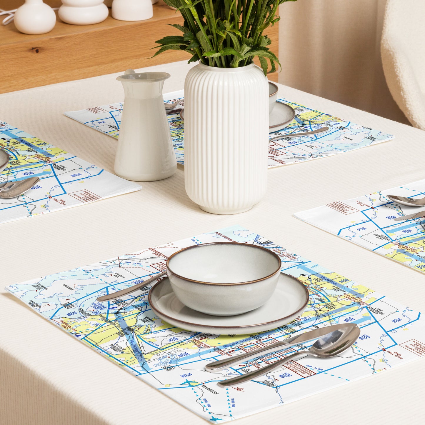Seattle Flyway Chart kitchen placemat set of 4