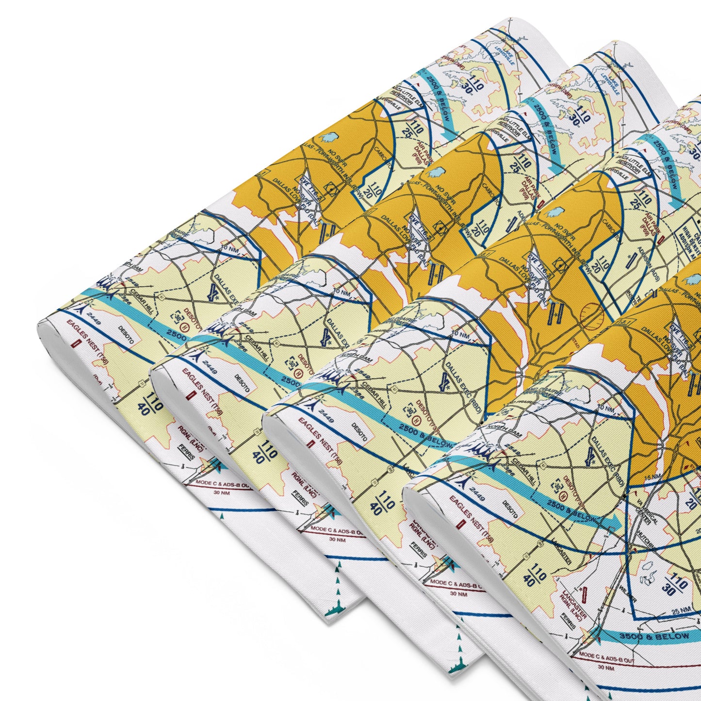 Dallas - Ft. Worth Flyway Chart kitchen placemat set of 4