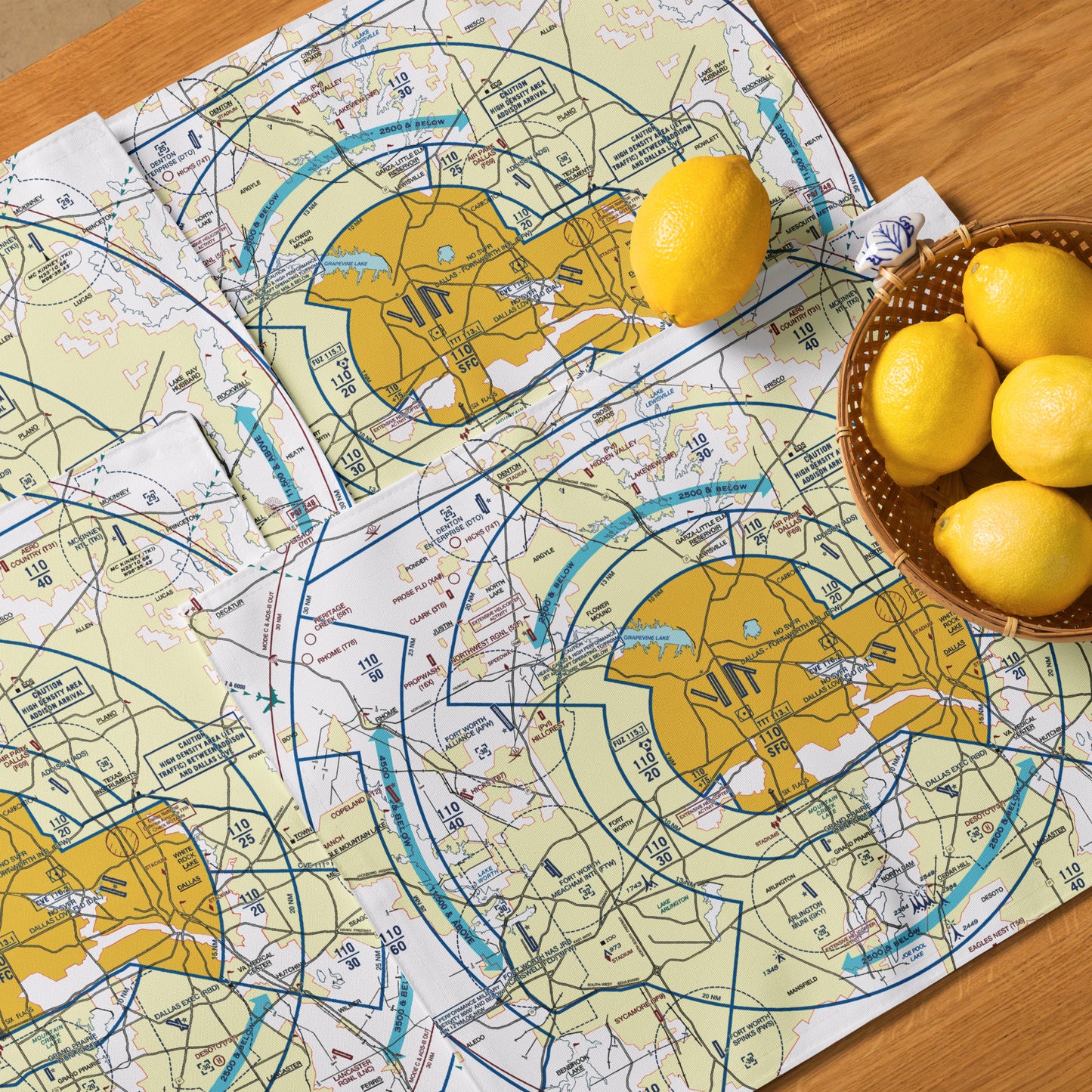 Dallas - Ft. Worth Flyway Chart kitchen placemat set of 4