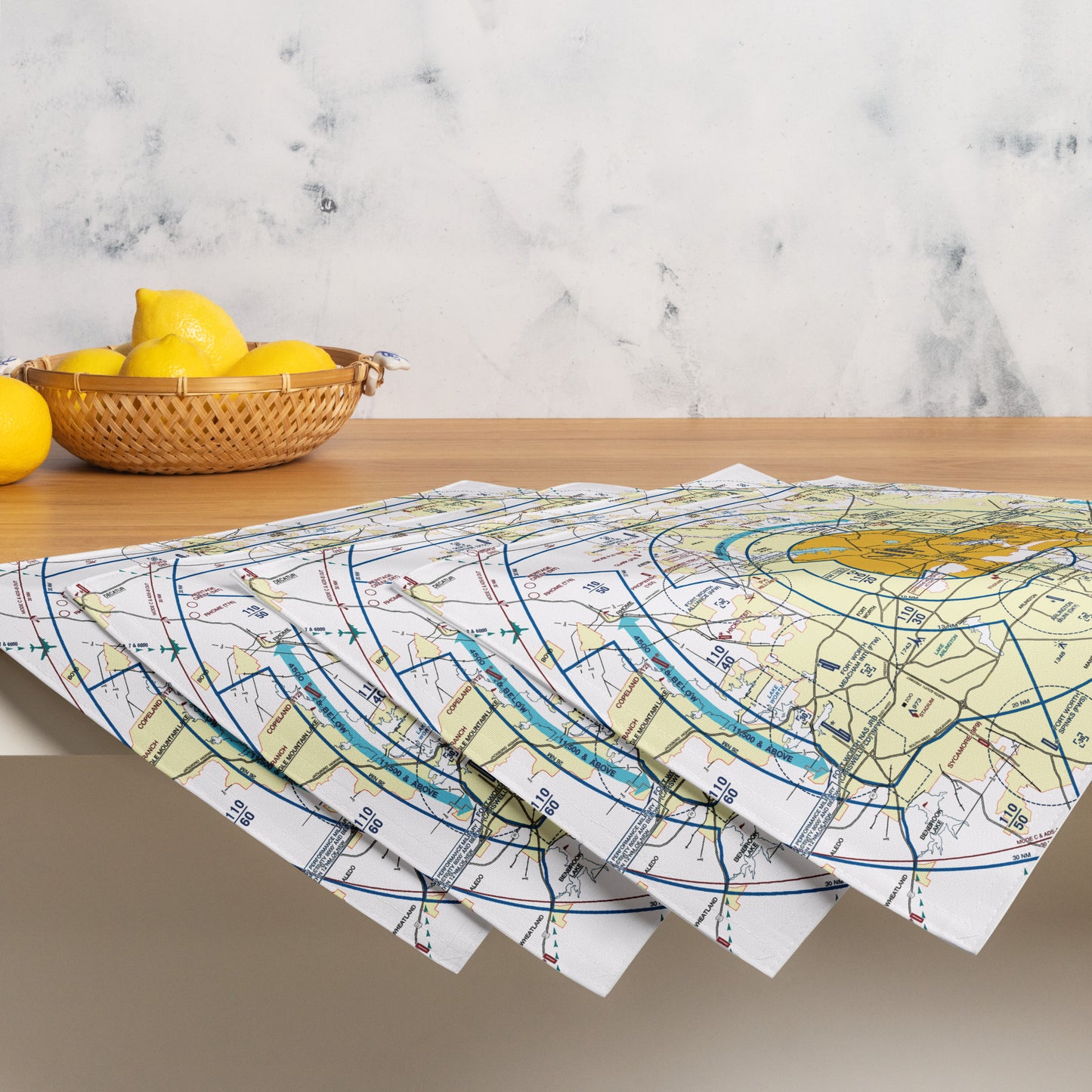 Dallas - Ft. Worth Flyway Chart kitchen placemat set of 4