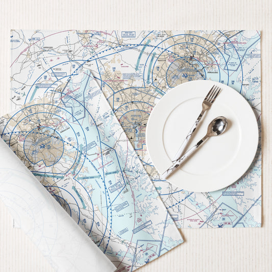 Baltimore-Washington Flyway Chart kitchen placemat set of 4