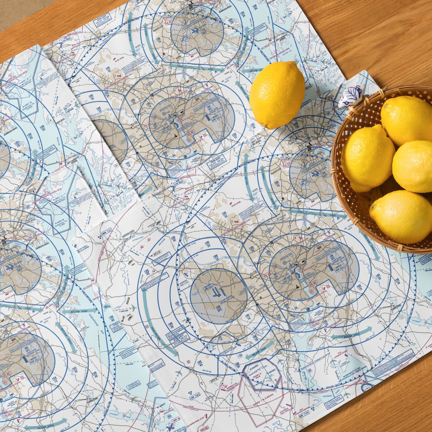 Baltimore-Washington Flyway Chart kitchen placemat set of 4